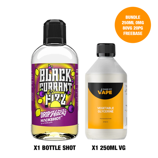 Blackcurrant & Lemon Fizz - Bottle Shots - Drip Hacks Hackshot - 250ML