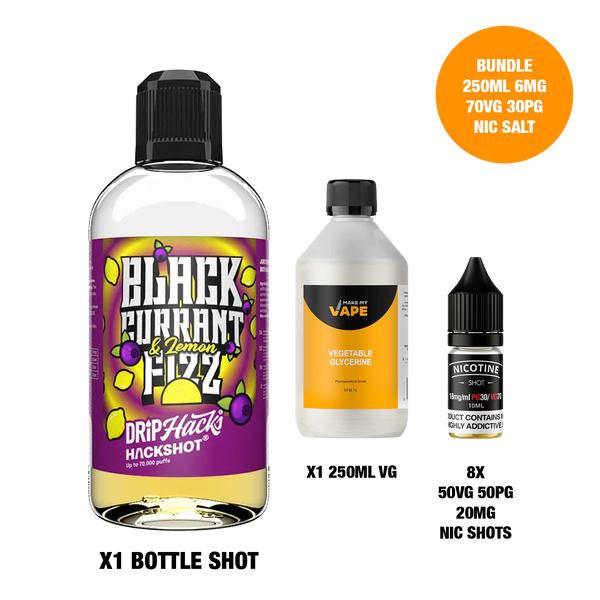 Blackcurrant & Lemon Fizz - Bottle Shots - Drip Hacks Hackshot - 250ML