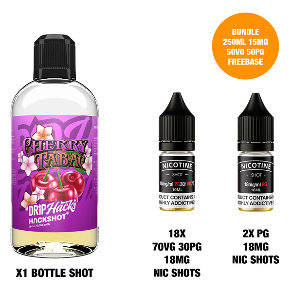 Cherry Tabac - Bottle Shots - Drip Hacks Hackshot - 250ML