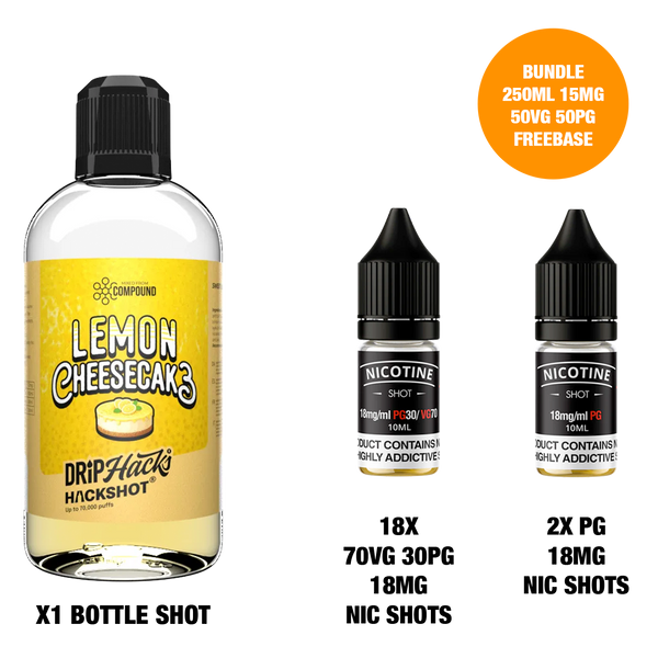 Lemon Cheesecake - Bottle Shots - Drip Hacks Hackshot - 250ML