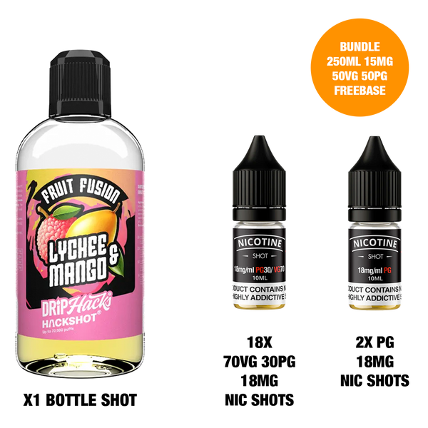 Lychee & Mango - Bottle Shots - Drip Hacks Hackshot - 250ML