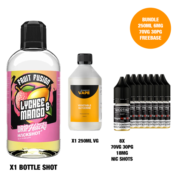 Lychee & Mango - Bottle Shots - Drip Hacks Hackshot - 250ML