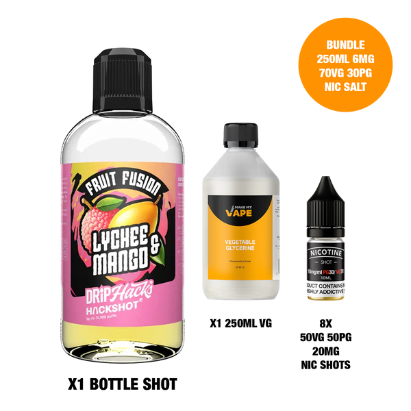 Lychee & Mango - Bottle Shots - Drip Hacks Hackshot - 250ML
