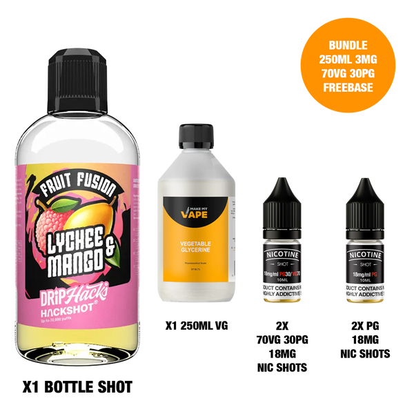 Lychee & Mango - Bottle Shots - Drip Hacks Hackshot - 250ML