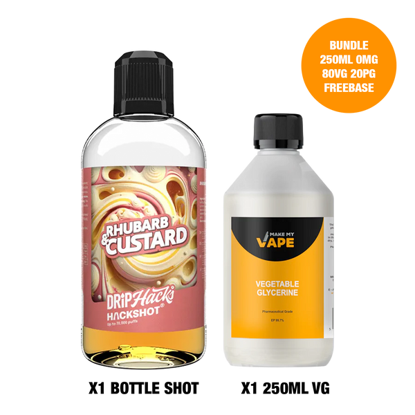 Rhubarb & Custard - Bottle Shots - Drip Hacks Hackshot - 250ML