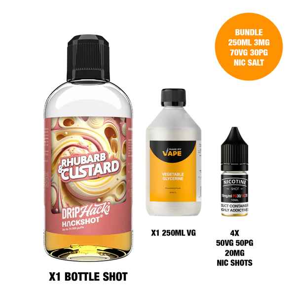 Rhubarb & Custard - Bottle Shots - Drip Hacks Hackshot - 250ML